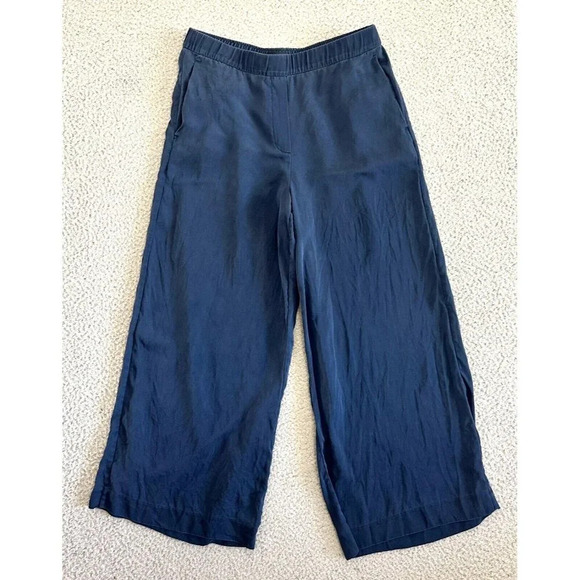 Theory Womens Silk Wide Leg Pants Flowy Pull On Cropped - Picture 1 of 16